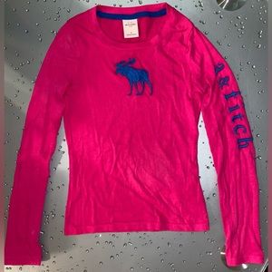 Abercrombie Kids Pink Long Sleeve with Logo Embroidered On Sleeve Size Small